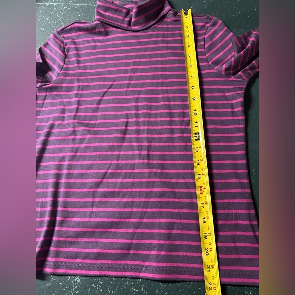 L.L. Bean purple striped turtleneck. Women’s Petite Small - Picture 5 of 7